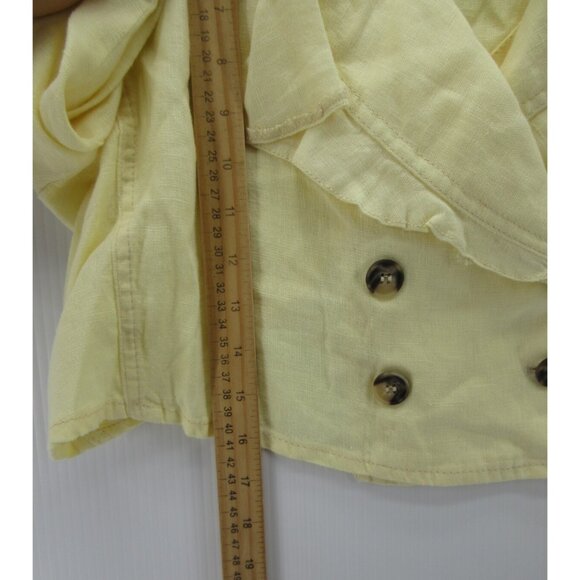 Free People Blazer Medium Bennie Crop Linen Jacket Double Breasted - Picture 4 of 9